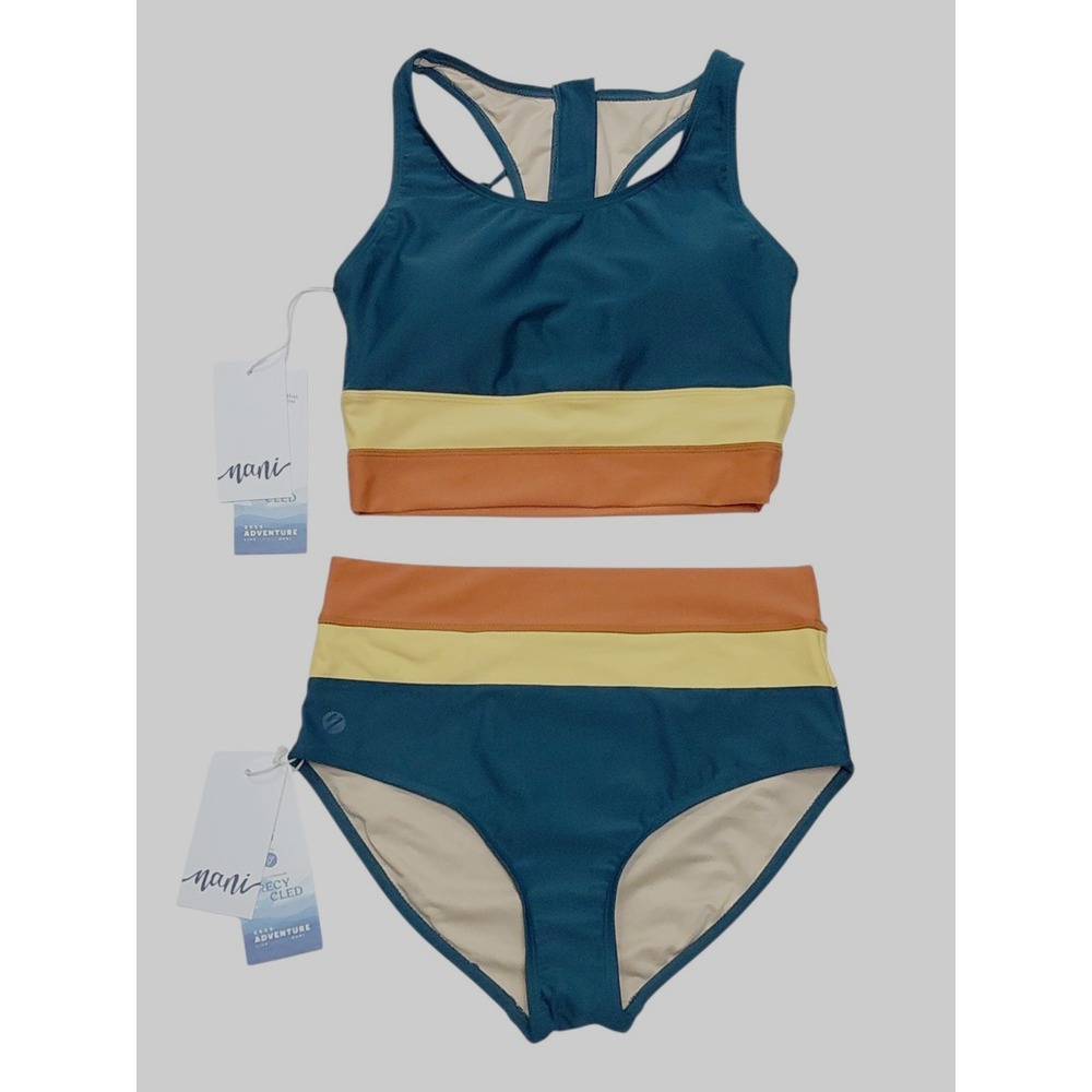 Nani Swim Suit Set Top and Bottom Size Small Atlantic Color Block NWT